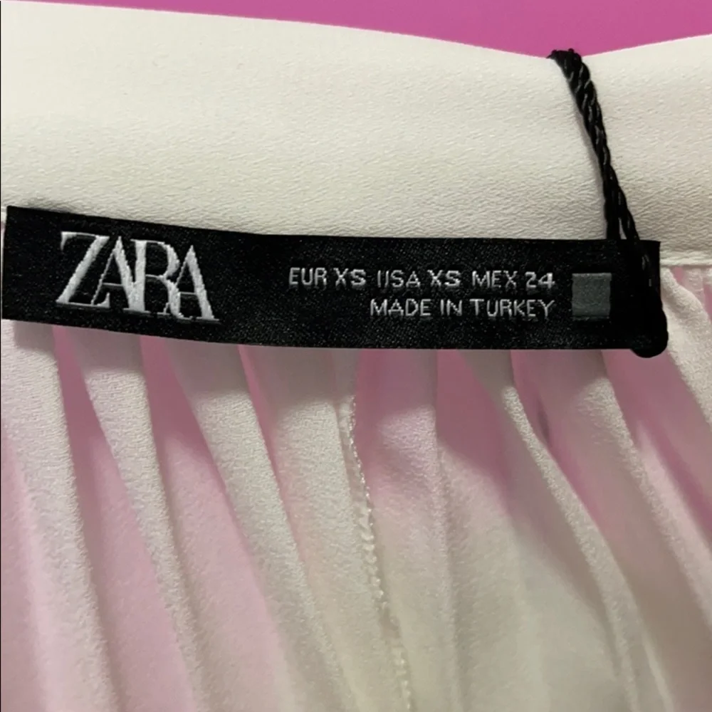 Zara White Pleated Ruffle Sleeve Blouse NWT_9